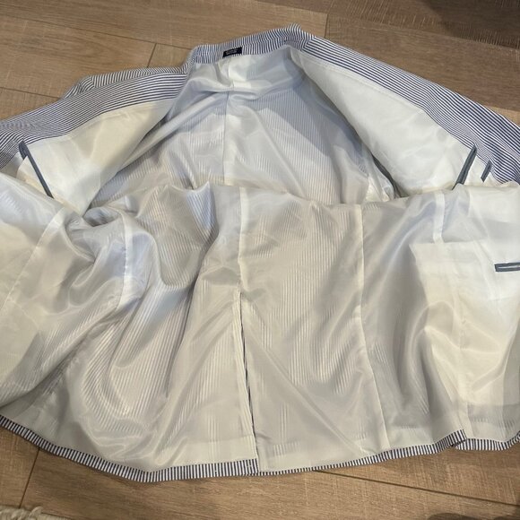 SADDLEBRED MENS BLUE WHITE SEERSUCKER SPORT COAT JACKET BLAZER 48L NEW - Picture 3 of 9